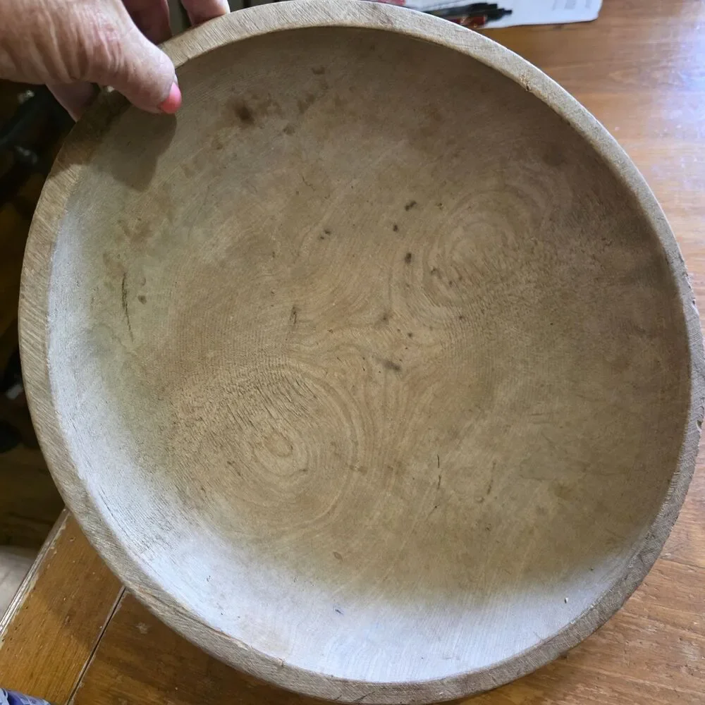 Marquette Wooden Primitive Farmhouse Dough Bowl 14